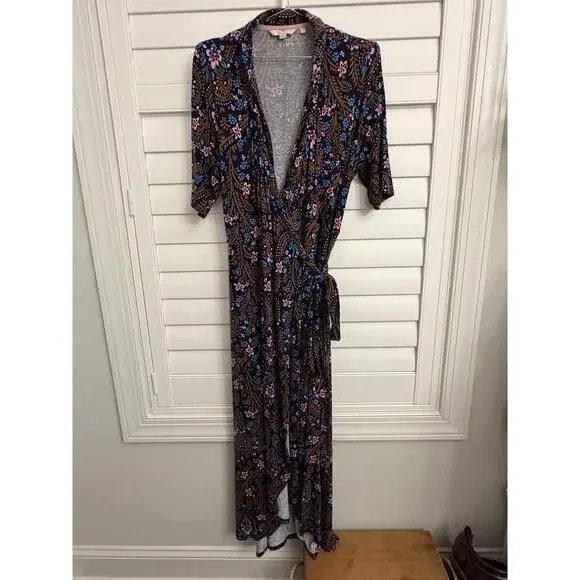 Boden floral paisley jersey wrap midi dress size 10Long - Picture 1 of 6